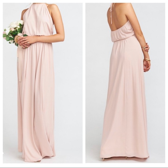 NWT SMYM Heather Halter Dress Dusty Blush Pink - Picture 1 of 8